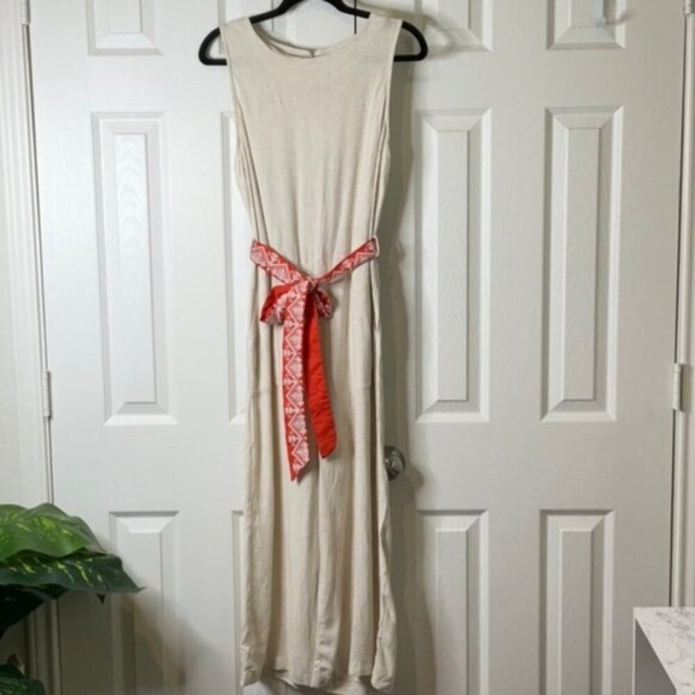 Monteau Los Angeles Women's Romper Linen Blend Pockets Weekend Preppy Size L